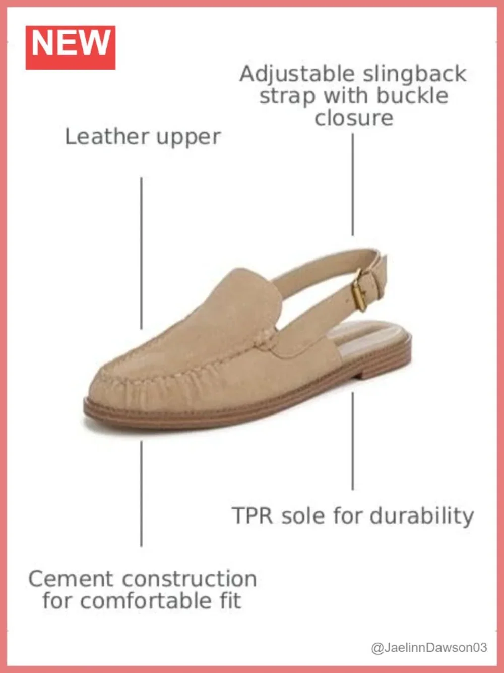Round Toe Slingback Loafer Flats Leather Women's